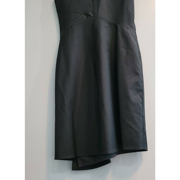 SALVATORE FERRAGAMO Black Sleeveless Asymmetrical Hem Zipper Dress 40 Small Wool - Picture 8 of 9